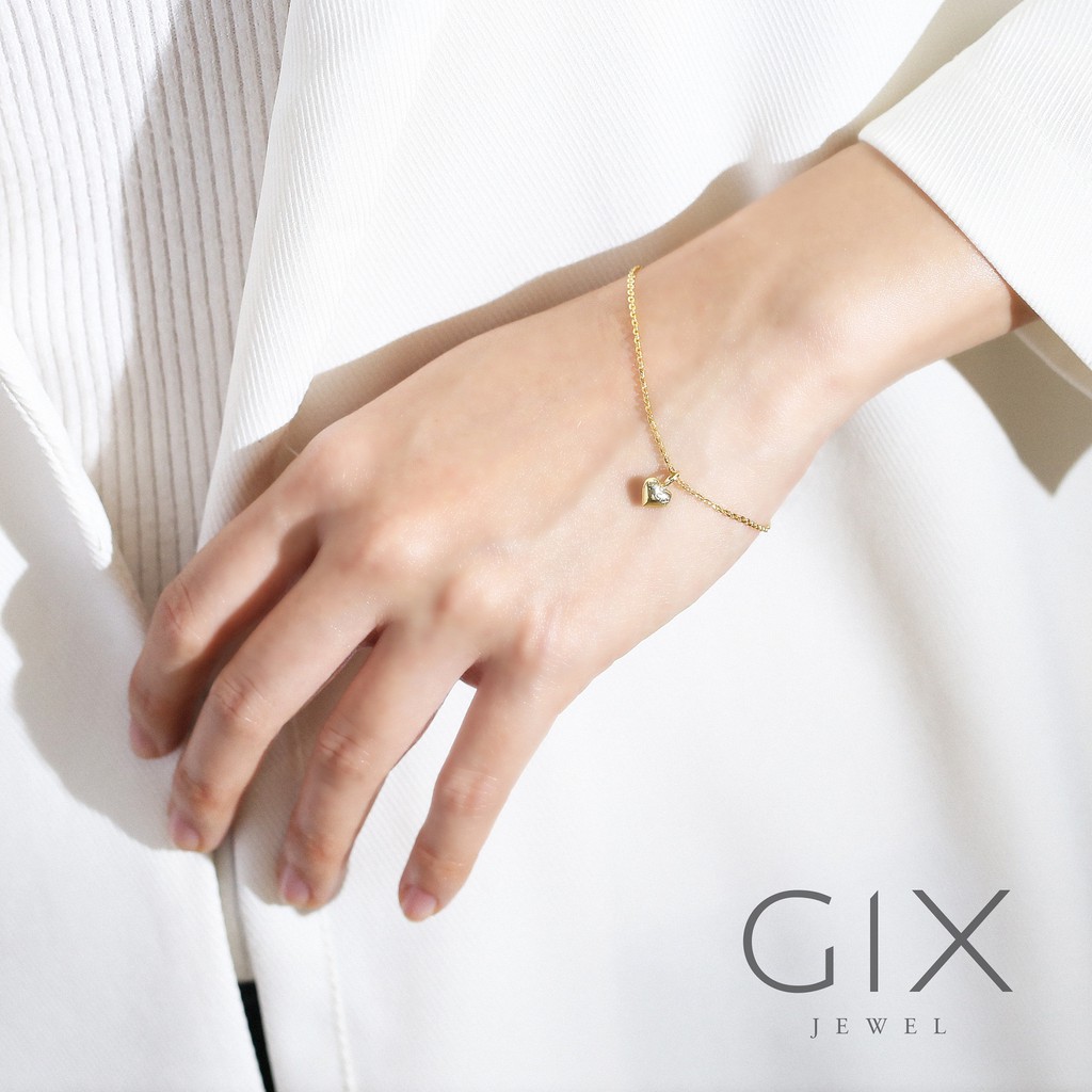 Lắc tay nữ bạc mạ vàng tim nổi Gix Jewel LT03