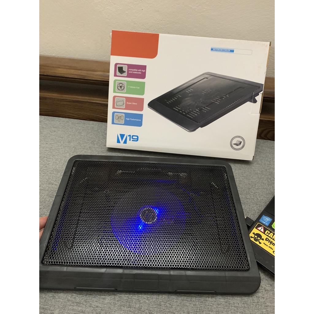 ❤️KeyyStore❤️ Đế tản nhiệt Laptop 14 15 16 17 inch Cooling Pad N99 - 2 quạt đèn led có nấc nâng lên hạ xuống cho laptop