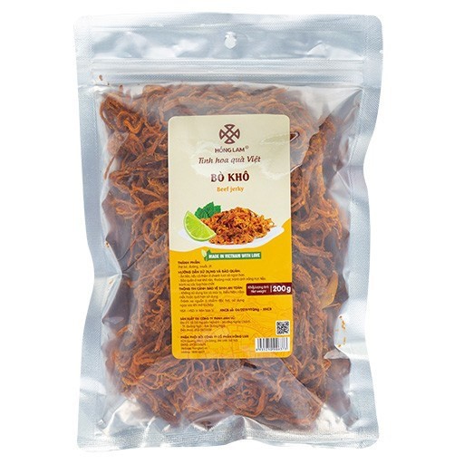 Bò khô (sợi) Hồng Lam (200gr, 400gr). Hương vị thơm cay, ngọt gói