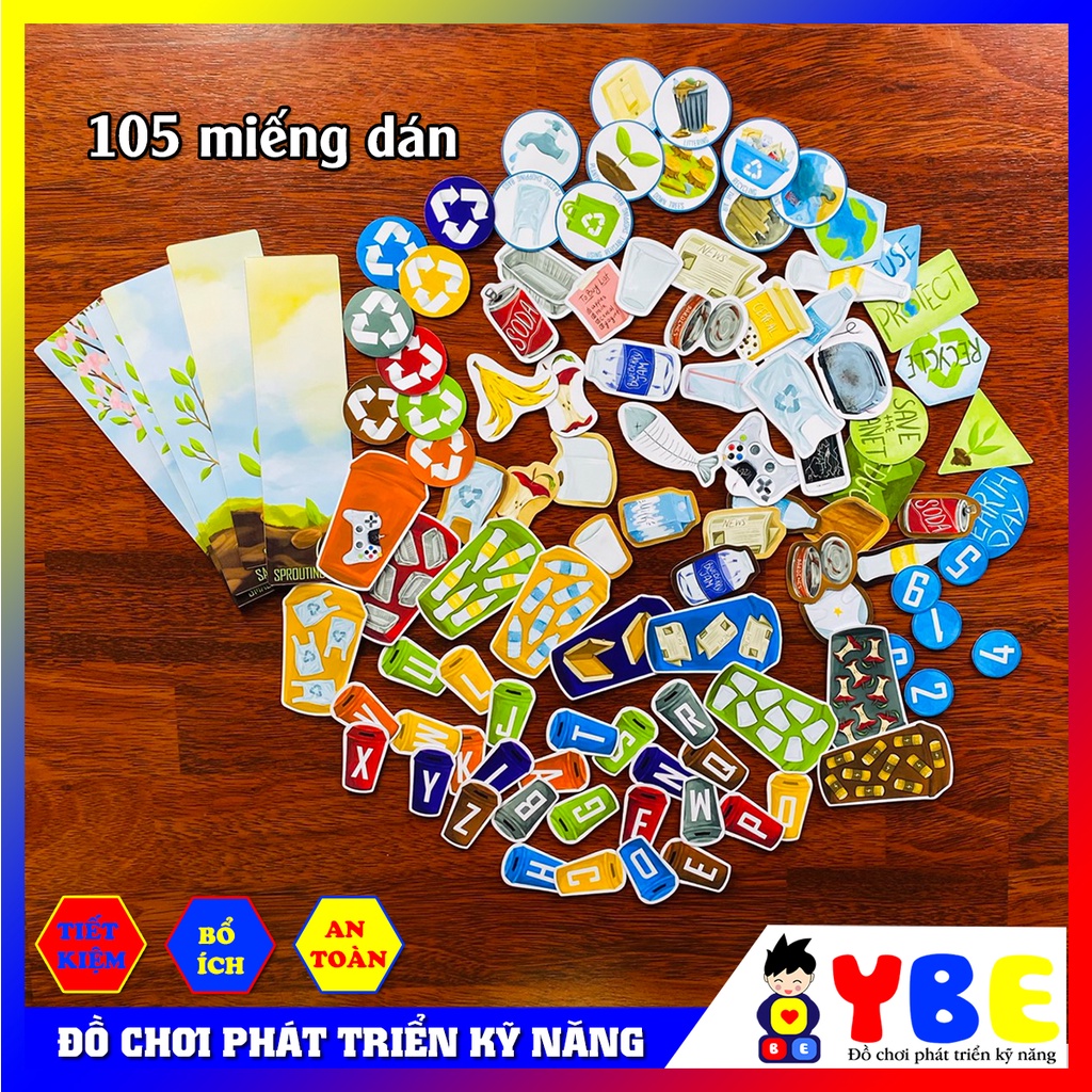 Đồ chơi bóc dán bảo vệ trái đất Earth day busy book dành cho các bé vừa chơi vừa học dạng học liệu Montessori - YBE