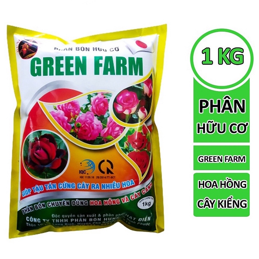 Phân Bón Hữu Cơ Green Farm Túi 1 Kg chuyên Hoa Hồng, Cây Kiểng