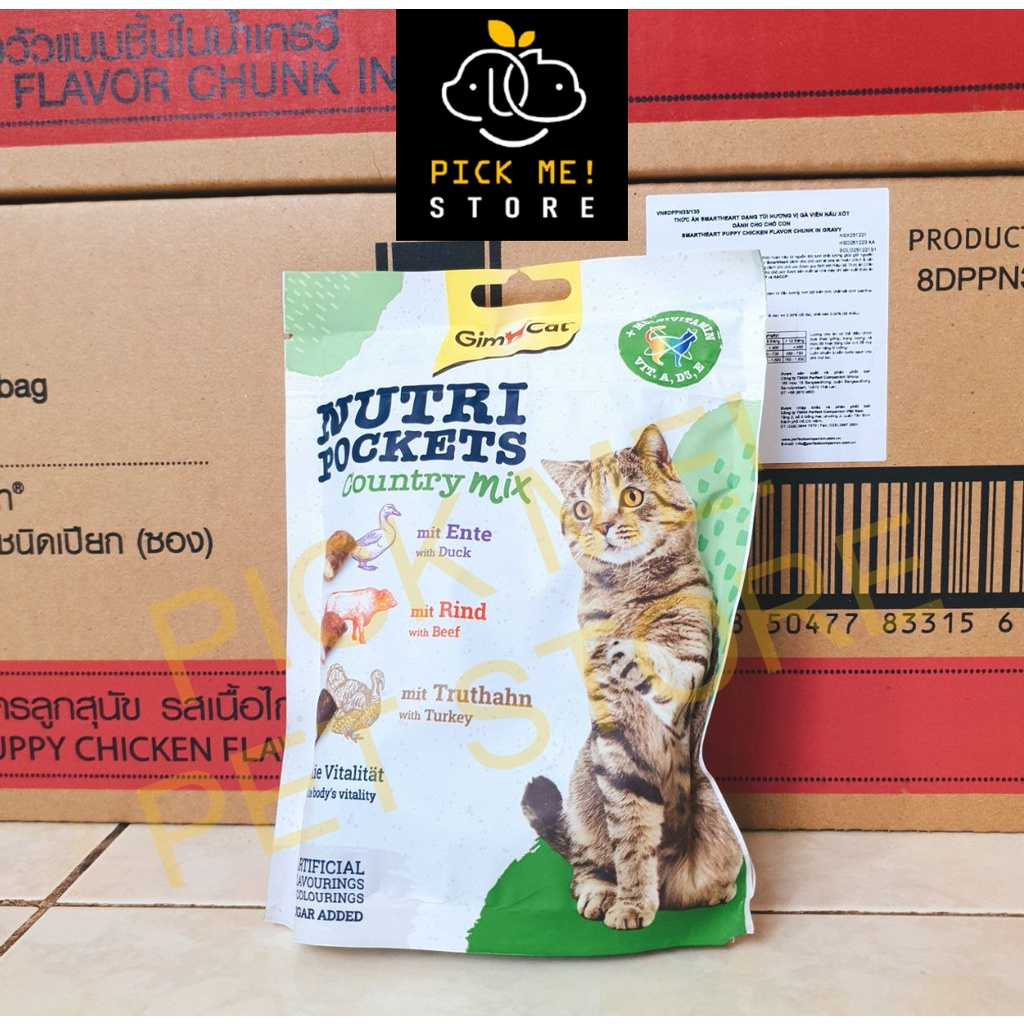 [Gói 150g] Snack GimCat Nutri Pockets - Bánh Quy Thưởng Giòn Dinh Dưỡng Có Nhân Dành Cho Mèo