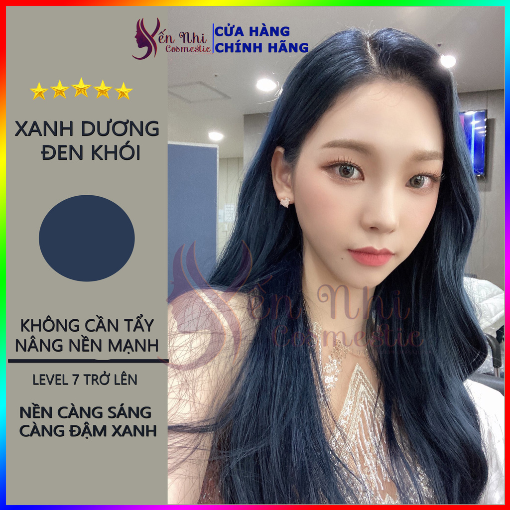 Thuốc nhuộm tóc xanh dương thuốc nhuộm tóc tại nhà xanh dương đen khói, mỹ phẩm tóc yến nhi