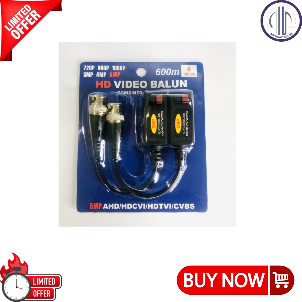 Balun camera jack video balun cho camera chống nhiễu 1080p 2mp 5mp 8mp chuyển đổi tín hiệu sang đồng trục loại tốt xịn