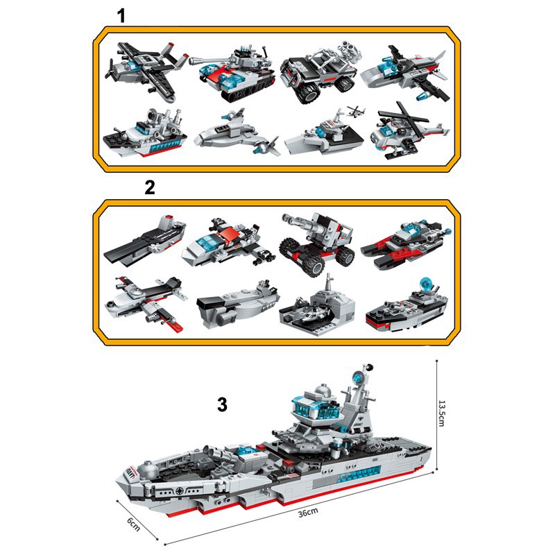 [700 CHI TIẾT] Bộ đồ chơi Lego Tàu Chiến TC700, bộ Lego Chiến Hạm bảo vệ bờ biển kèm Lego máy bay