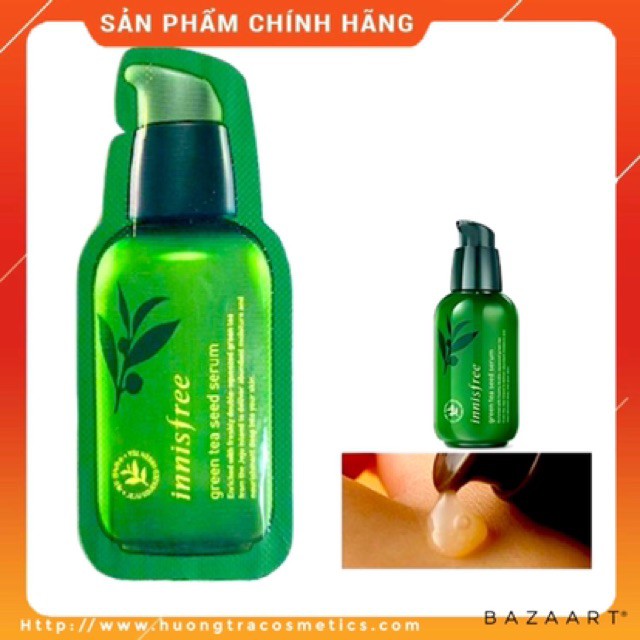 Hàng Hàn- Sample- Tinh Chất Dưỡng Ẩm Sâu, Phục Hồi Da Mụn Innisfree Green Tea Seed Serum