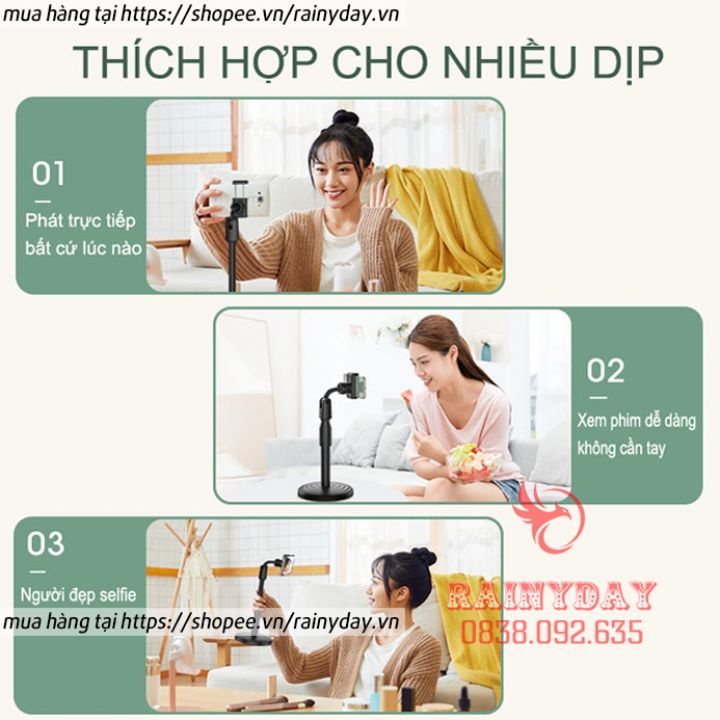 Giá đỡ điện thoại, chân để kẹp điện thoại để bàn đa năng quay video xem phim livestream xoay 360 độ