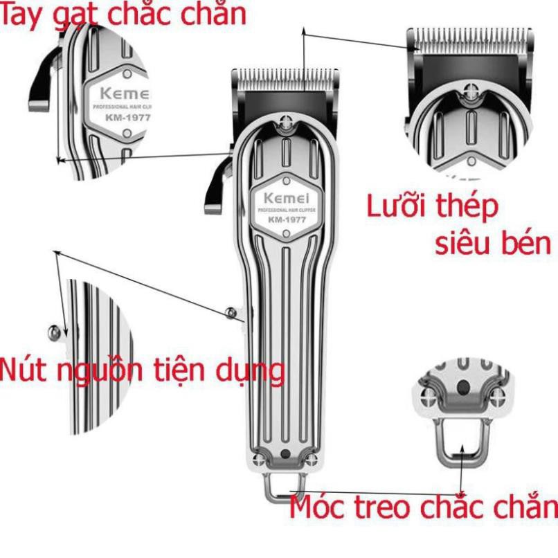 Tông đơ cắt tóc chuyên nghiệp pin sạc Kemei Km- 1977 dòng cao cấp
