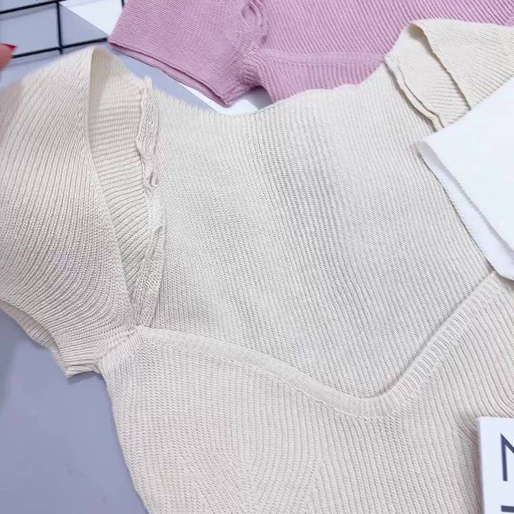Áo len tăm cổ vuông tôn vòng 1 sexxy ngắn tay AL7513 - NhiNhi Shop | BigBuy360 - bigbuy360.vn