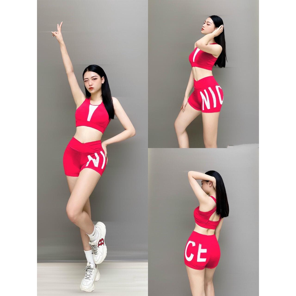 Bộ tập gym nữ  Áo Bra pha lưới Quần Đùi cạp chéo tập gym, yoga, aerobic,zumba nữ (sẵn mút) siêu đẹp siêu rẻ