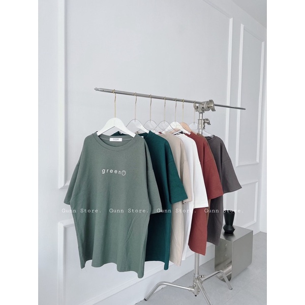 Áo Thun 3158 In Chữ GREEN Form Rộng Chất Cotton Khô Loại 1, Thoáng Mát, Thấm Hút Mồ Hôi - GUNN