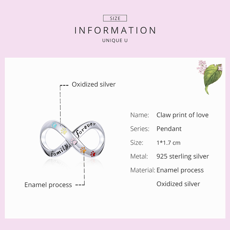 Phụ Kiện Charm Bamoer Bạc 925 SCC1849 Hình Tình Yêu Làm Trang Sức Thủ Công DIY