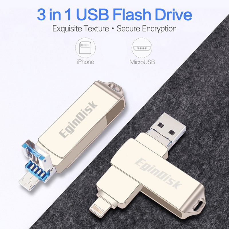 OTG Usb Flash Drive 128GB For iPhone / iPad / Android Phone USB 3.0 Flash Disk