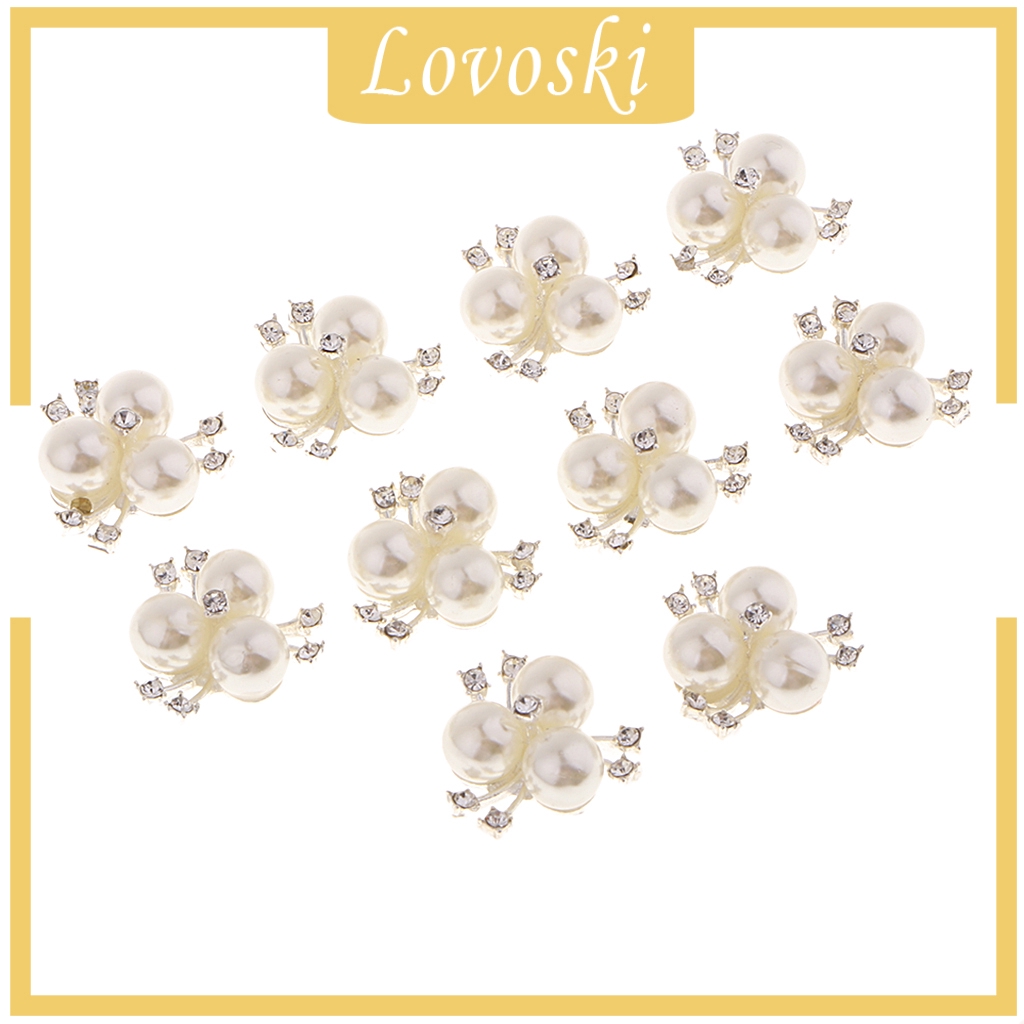 Bộ 10 Nút Hợp Kim Đính Đá Và Ngọc Trai Dùng Làm Đồ Thủ Công DIY