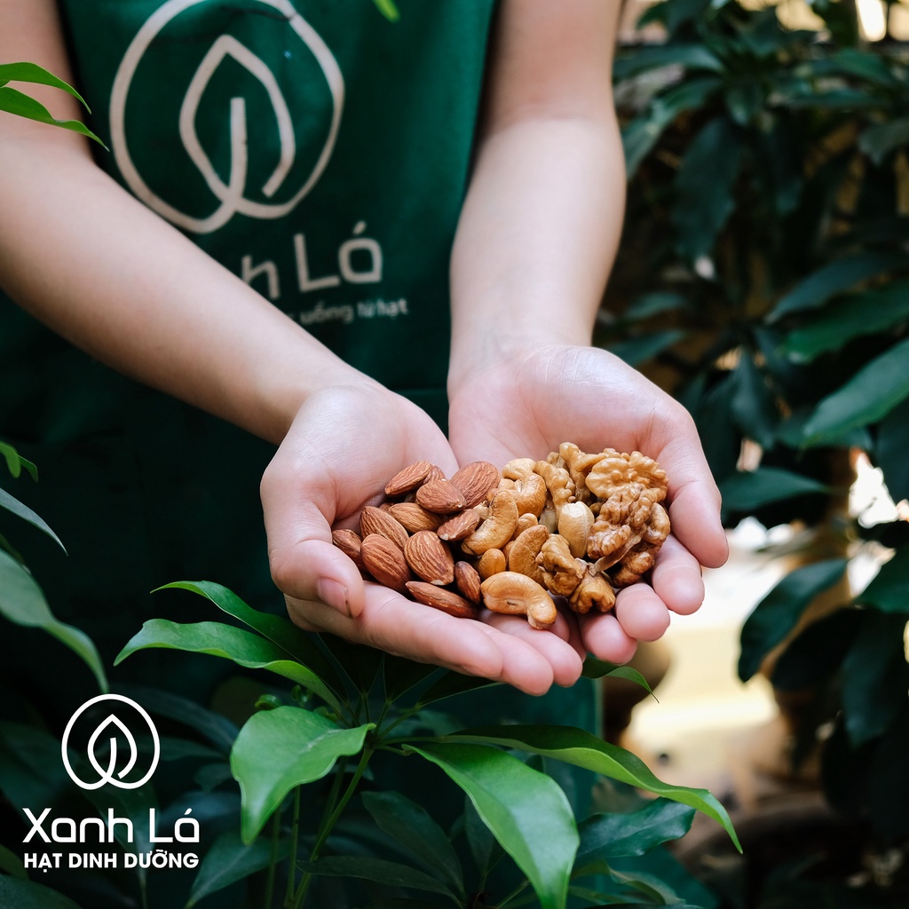 Hạt Mix 3 loại hạt dinh dưỡng Xanh Lá (óc chó, hạnh nhân, hạt điều) thượng hạng, cam kết chất lượng loại A