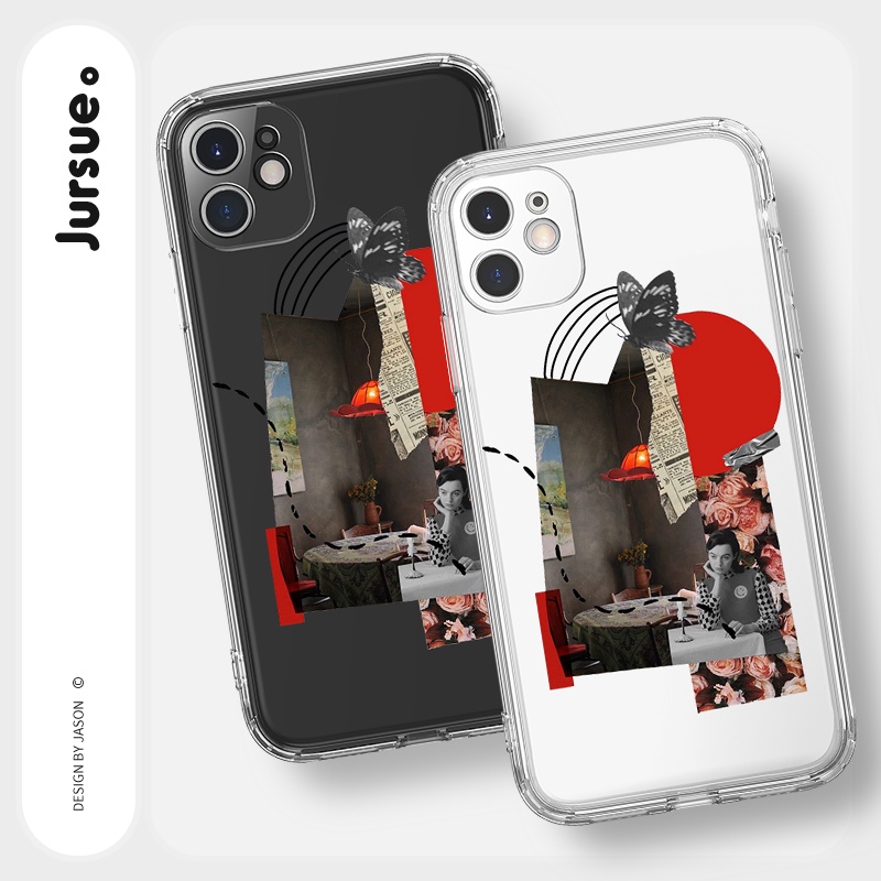 Ốp lưng JURSUE mềm chống sốc hình độc lạ ngộ nghĩnh  cho iPhone 13 12 11 Pro Max SE 2020 X XR XS ip 8 7 Plus Y1943