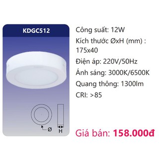 Đèn Led Panel Ốp Trần Nổi Tròn 12W Duhal Việt Nam phi 175