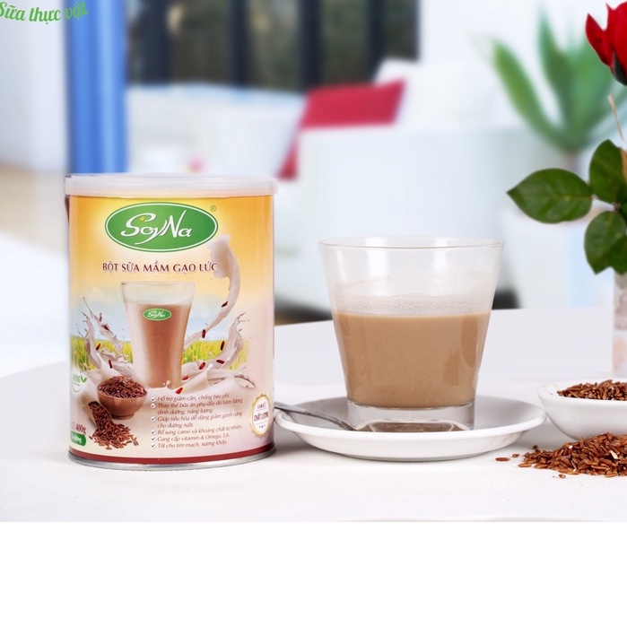 [FREESHIP &amp; TẶNG BỘT CẦN TÂY ] SỮA GẠO LỨT Soyna- không đường vị cacao dễ uống lon 400g - hỗ trợ ăn kiêng