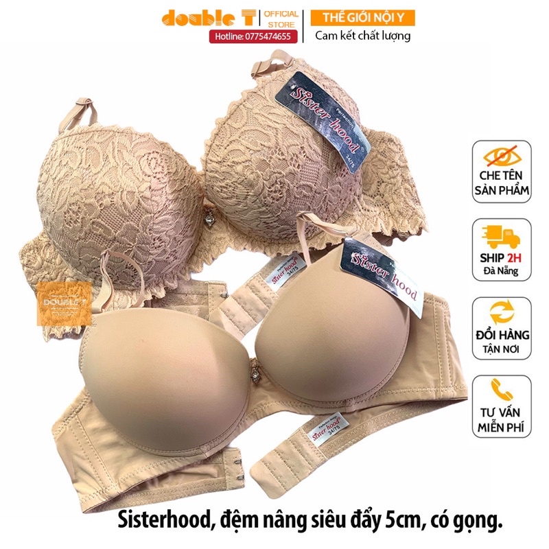Áo ngực, áo lót nữ Thái Lan mặc áo dài siêu đẹp, nâng mút đệm dày 4cm Sisterhood cao cấp trơn đủ màu Double T#2322