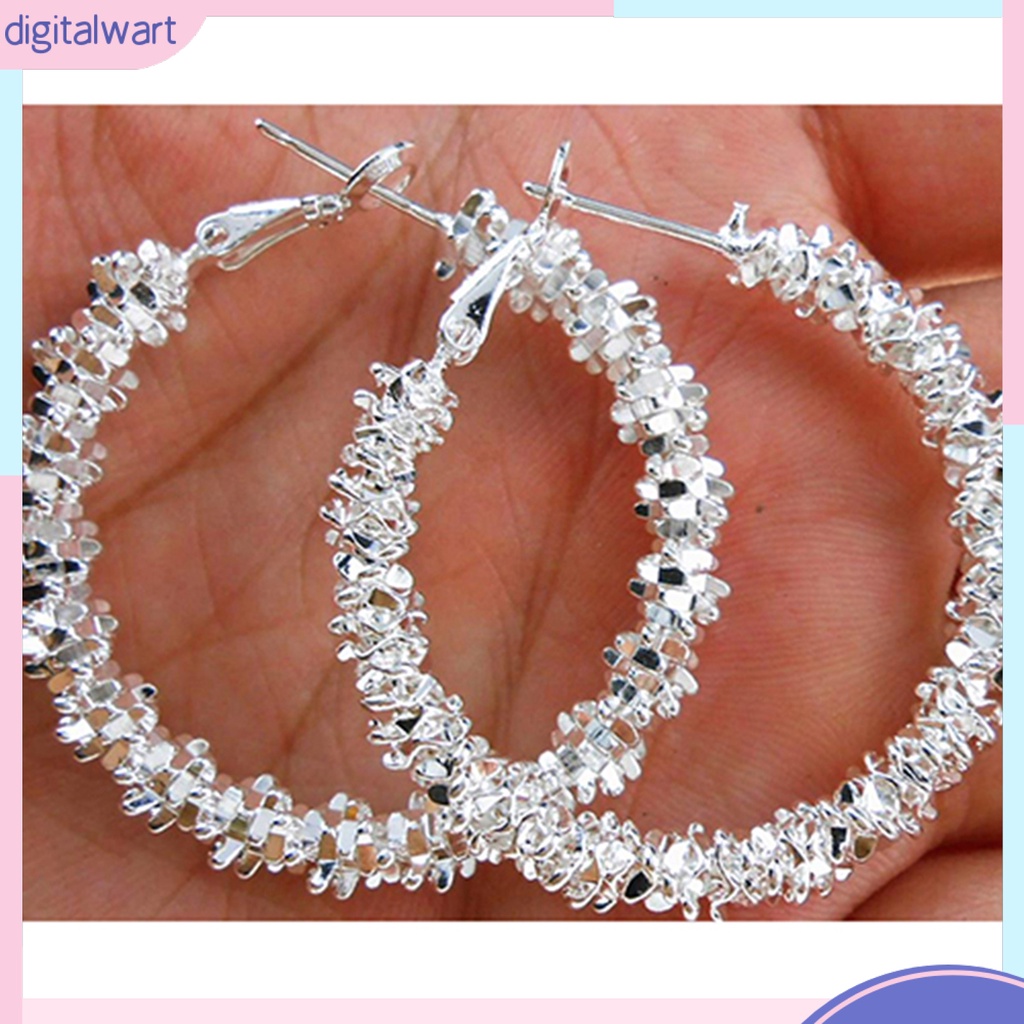 Đôi bông tai khoen tròn mạ bạc thời trang nữ