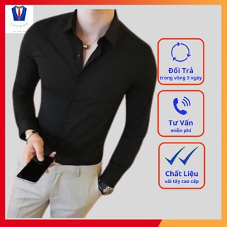 Áo Sơ Mi Nam Đen Dài Tay Cotton Lụa Cao Cấp