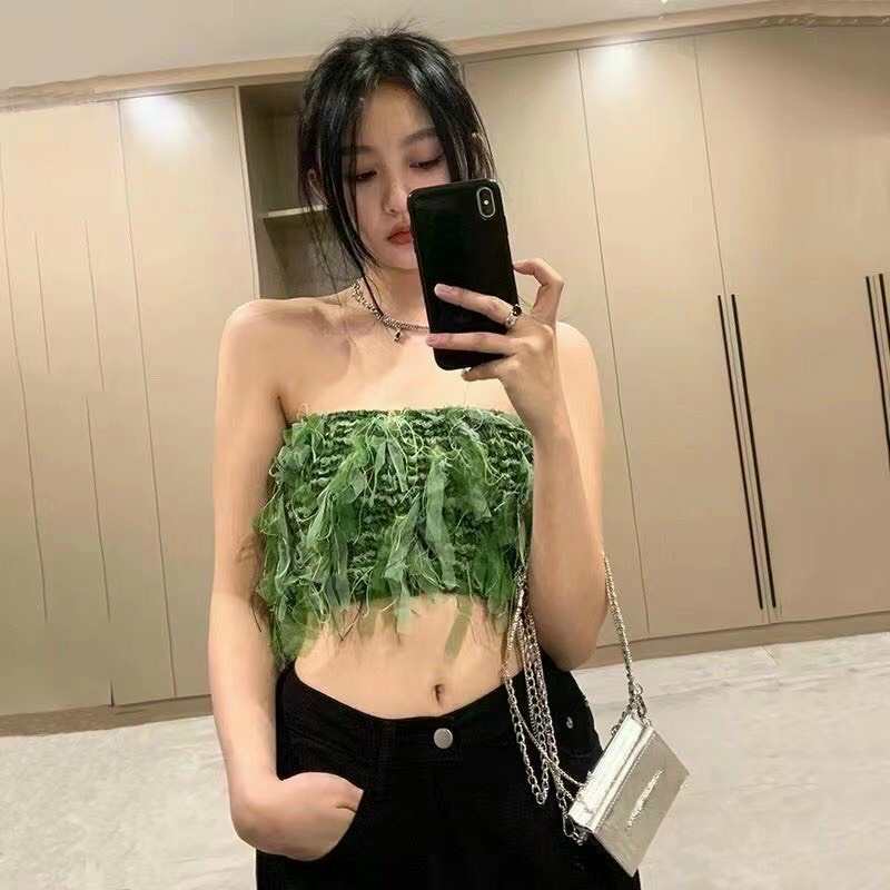 Áo Quây Selala Dáng Croptop Tua Rua Sexy Không Hằn Không Ngứa Nóng Bỏng V15