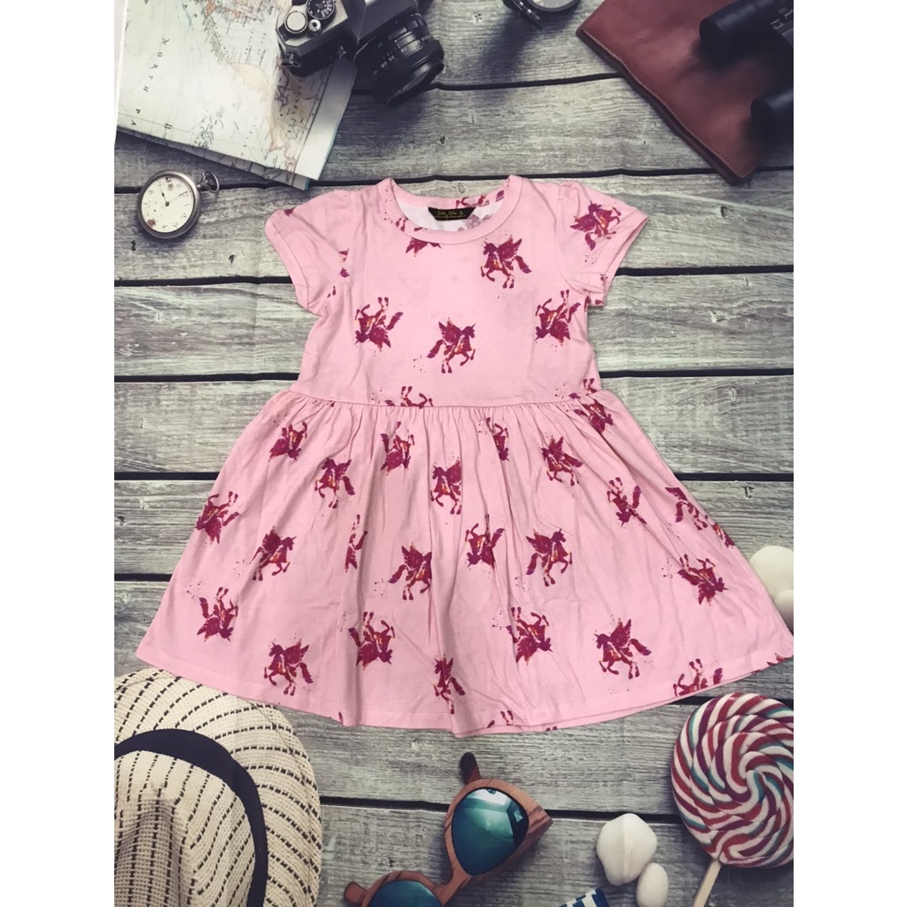 Váy, đầm bé gái chất cotton thoáng mát nhiều hoạt tiết dễ thương Pony hồng tùng xòe- GD050704PHX