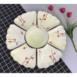 Bộ đồ ăn hoa mặt trời hàng thủ công cao cấp Bát Tràng