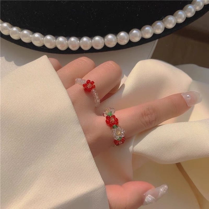 Nhẫn handmade hạt cườm hoa Peony 🌺