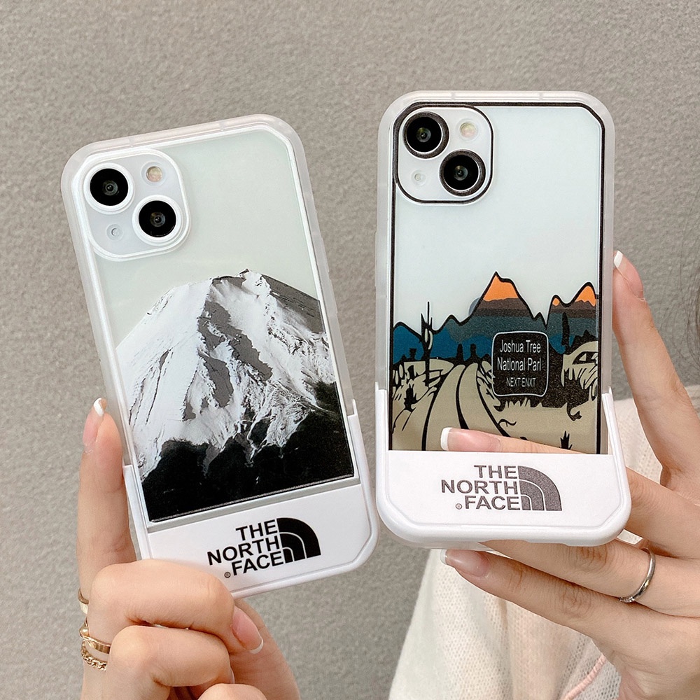 THE NORTH FACE Ốp Điện Thoại Trong Suốt Kèm Giá Đỡ Họa Tiết Hoạt Hình Dễ Thương Cho iPhone 11 12 13 Pro Max XS Max XR X 6 6S 7 8 Plus SE 2 3