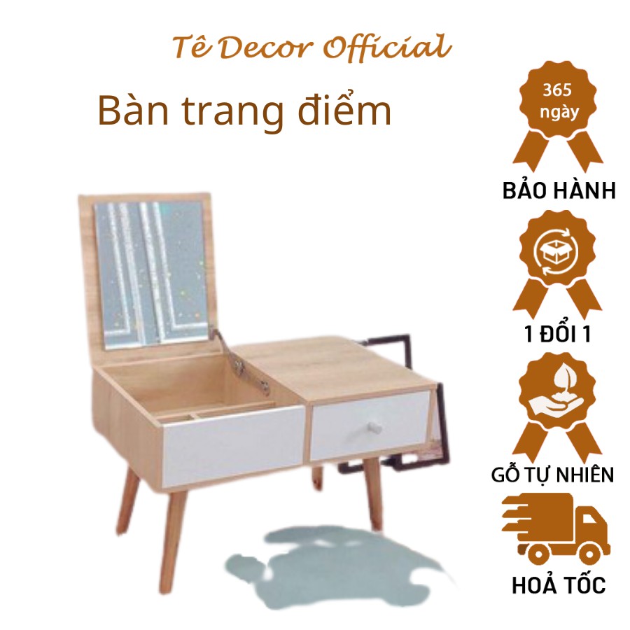 Bàn trang điểm ngồi bệt Tee Decor - Kệ trang điểm mini có gương - Gỗ MDF nhập khẩu, chống mối mọt - Bh 1 năm