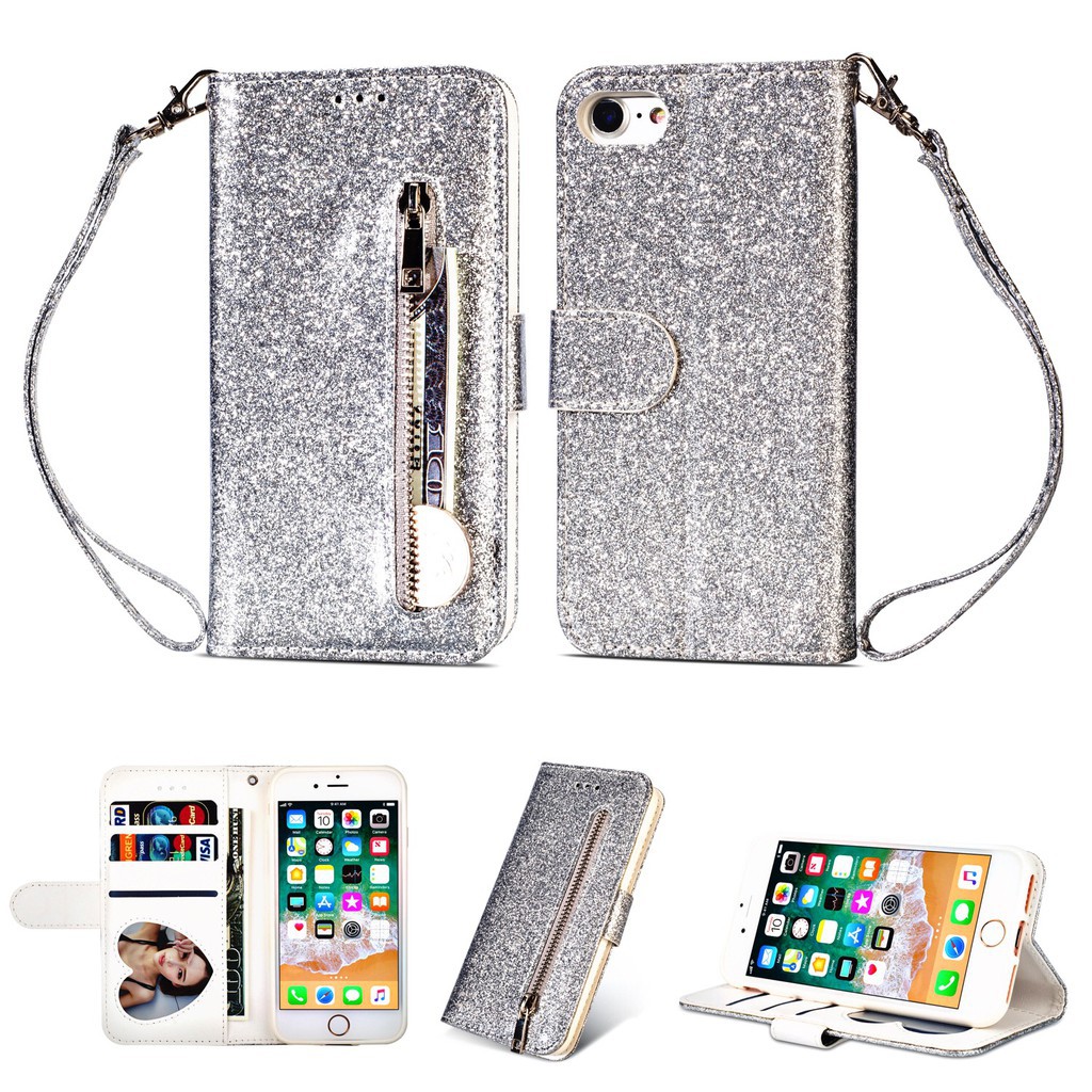 Luxurymulti-function zipper Phone bag for iPhone 7 8 PLus Flip stand cover | BigBuy360 - bigbuy360.vn