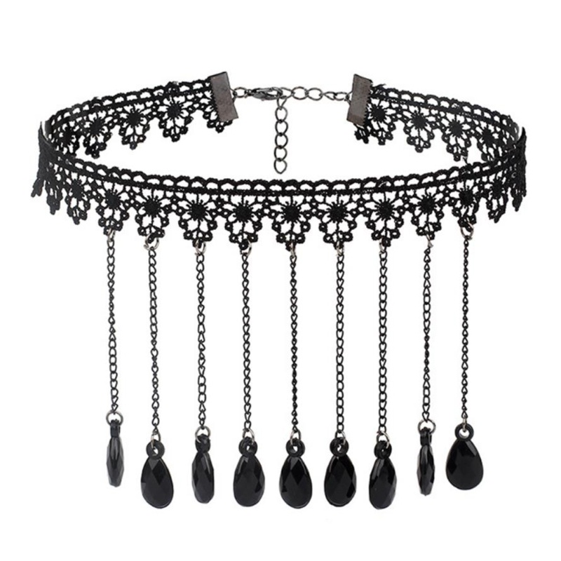 Vòng Cổ Choker Phối Ren Màu Đen Thanh Lịch Cho Nữ