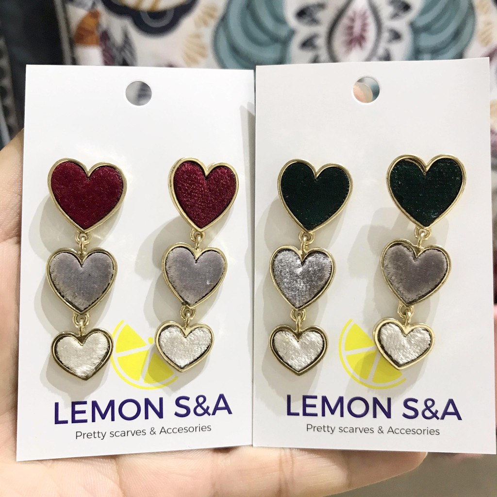 Hoa tai trái tim xinh phong cách hàn quốc bông tai phụ kiện - Mã HT036