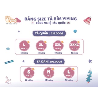 [Ý NGUYÊN] Tã/bỉm dán/quần Yiying bông tuyết mới S72/M60/L52/XL44/XXL40/XXXL36 công nghệ Hàn Quốc