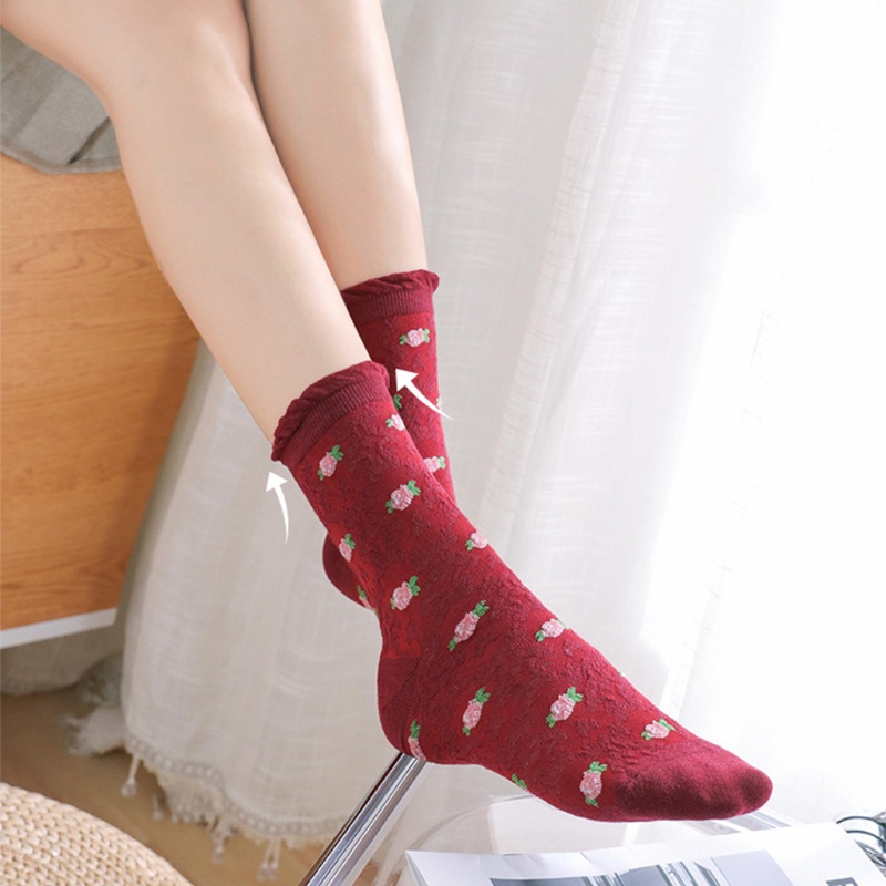 10 Đôi Vớ Cổ Thuyền Dáng Rộng Họa Tiết Hoa Dập Nổi Nhiều Màu Sắc Phong Cách Vintage