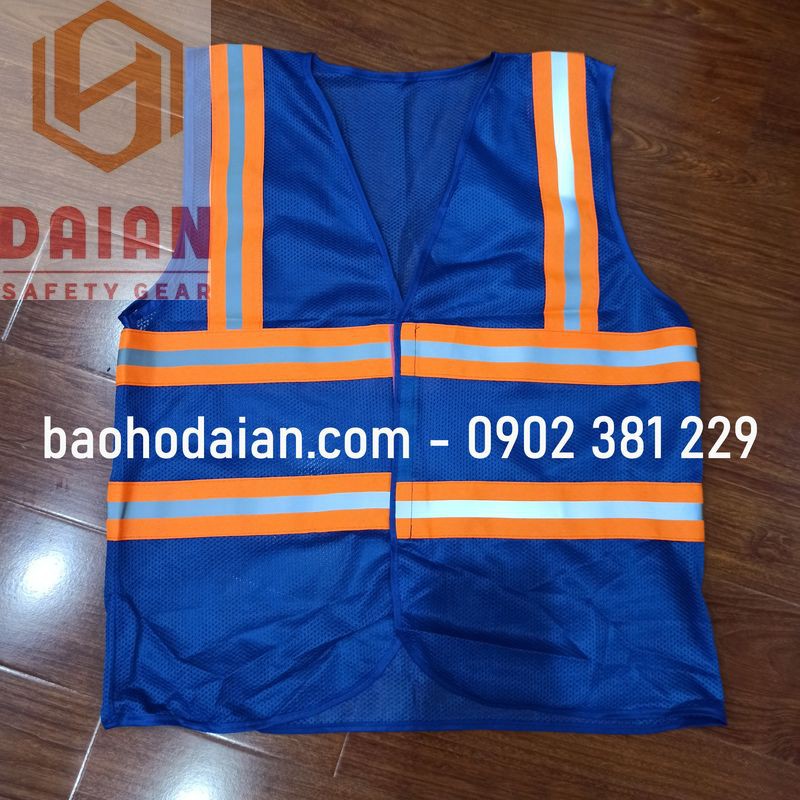 Áo phản quang lưới miếng dán màu xanh dương
