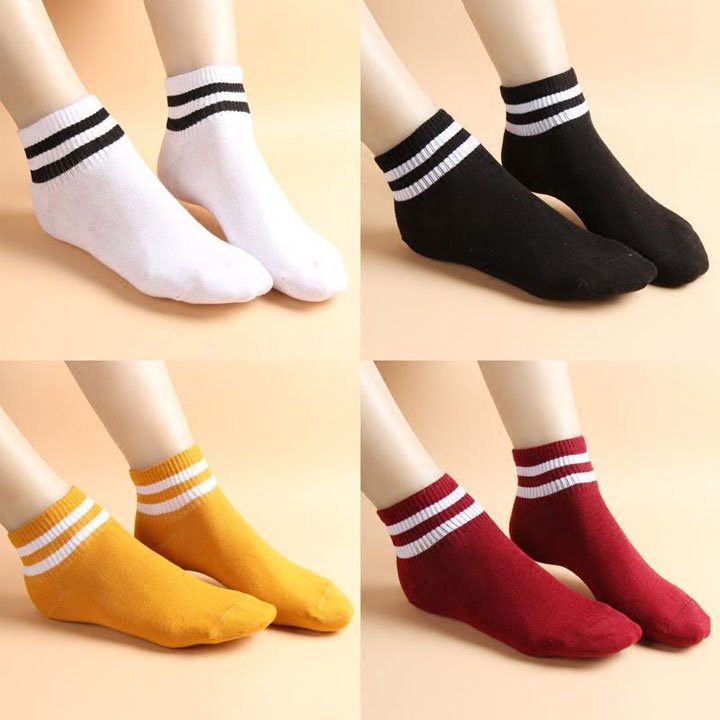 Sét 5 Đôi Tất Cổ Ngắn Kẻ Sọc Hàn Quốc