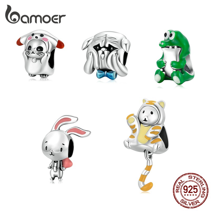 Hạt Bamoer Scc2008 làm từ bạc 925 hình động vật dễ thương phù hợp làm vòng tay DIY