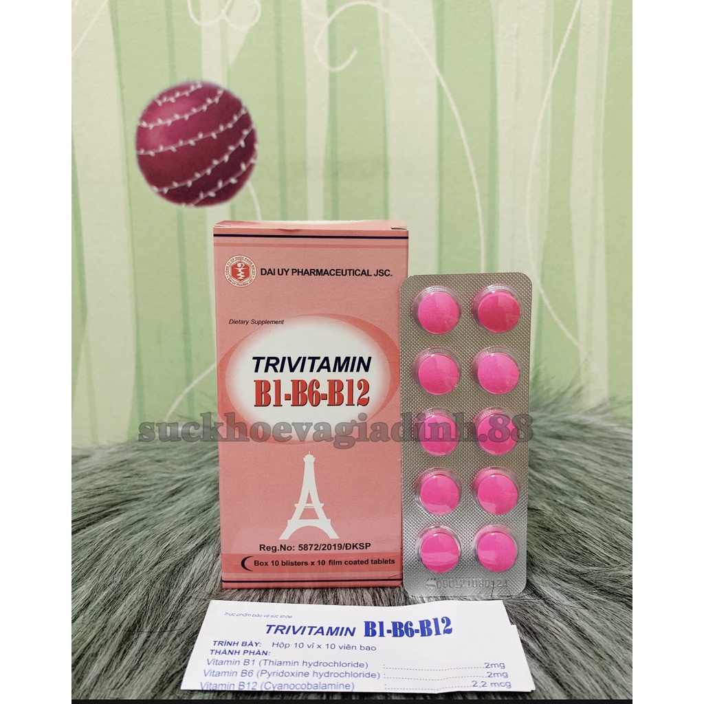 TRIVITAMIN 3b - Bổ sung vitamin B1 - B6 - B12 cho cơ thể (Hộp 100 viên )
