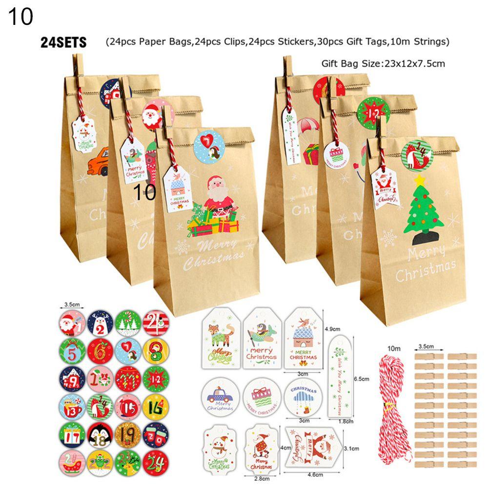 Bộ 24 Túi Giấy Kraft Đựng Bánh Quy Họa Tiết Số