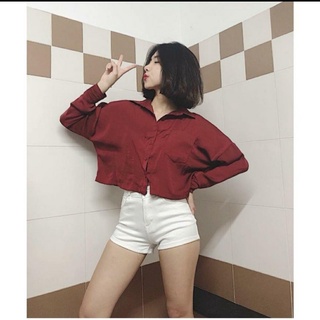 Áo sơ mi croptop phom rộng