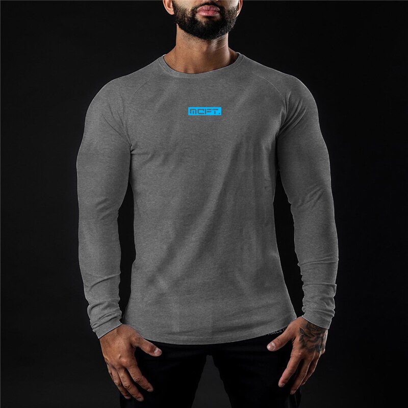 Brand Men's Breathable Sports Autumn and Winter Fitness Gym Casual Fashion Long Sleeve Bodybuilding Trend Slim O-Neck T Shirt