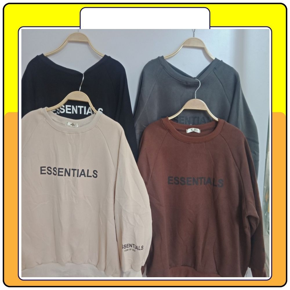Áo sweater nỉ chữ Essentials , áo hoodie nỉ cổ tròn chất đẹp Queenshop