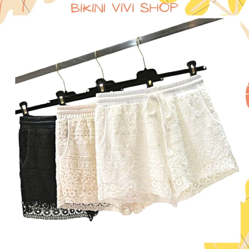 Bikini Ren Đi Biển, Quần Sooc Len Hoa Nhí Quảng Châu 2 Lớp, Quần Bơi Nữ Lẻ [Kèm Ảnh Thật]