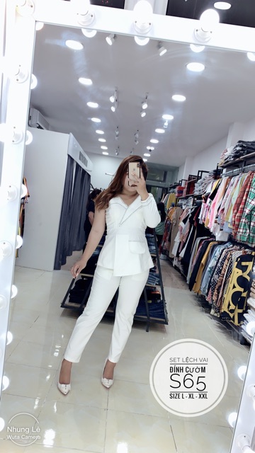BIGSIZE Set lệch vai đính cườm S65