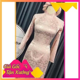 Áo dài cô dâu gấm tơ đẹp (kèm quần + mấn đội đầu)