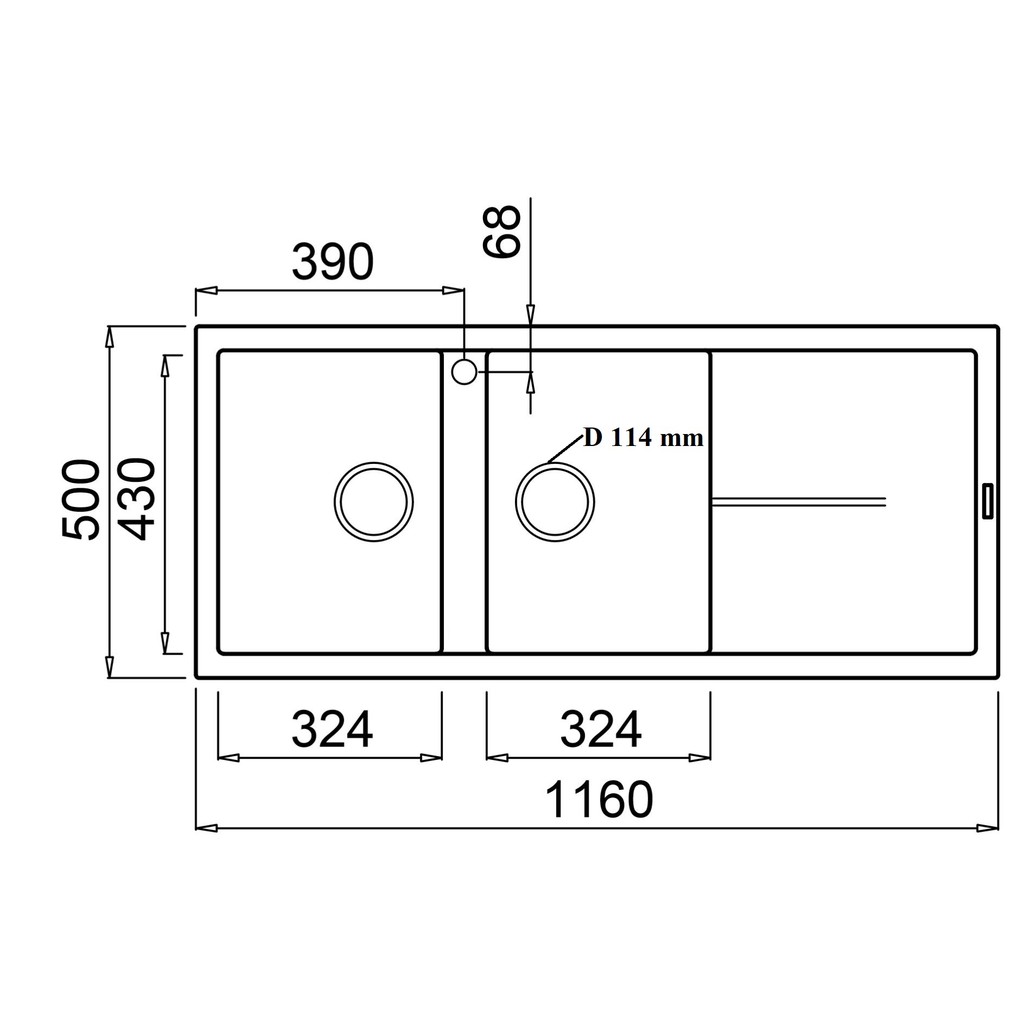 Chậu rửa bát đá KONOX Granite Series - Livello Smart 1160, Made in Italy