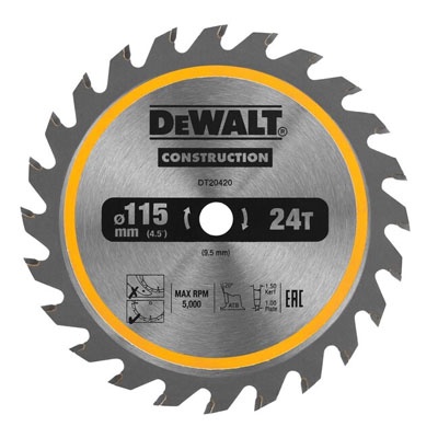 Lưỡi cưa gỗ tròn DeWalt DT20420-QZ 115mm x 9.5mm x 24T - Chính hãng