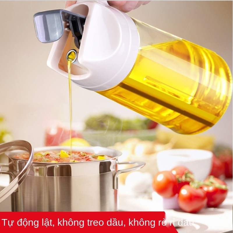 Tự động đóng mở bằng thủy tinh chống rò rỉ chai dầu nồi gia dụng nước tương giấm mè nhỏ Đồ dùng nhà bếp